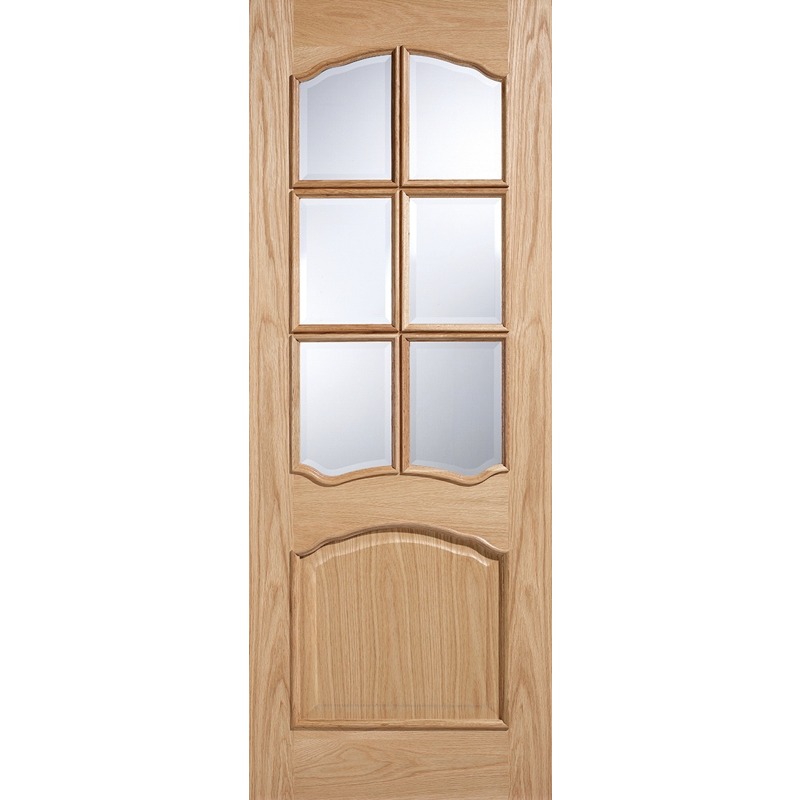 Internal Oak Riviera Glazed Door with Raised Mouldings